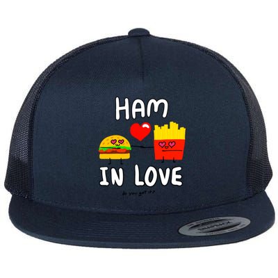 Valentine's Day Cute Rotic Hamburger Love Fries Couple Gift Flat Bill Trucker Hat