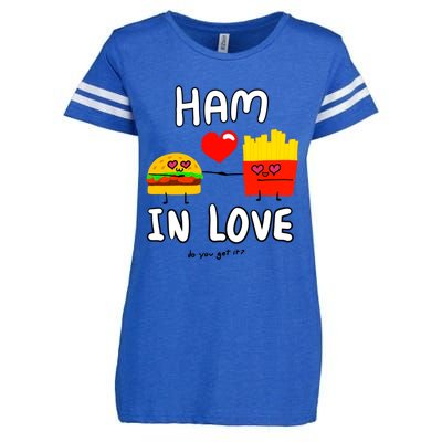 Valentine's Day Cute Rotic Hamburger Love Fries Couple Gift Enza Ladies Jersey Football T-Shirt