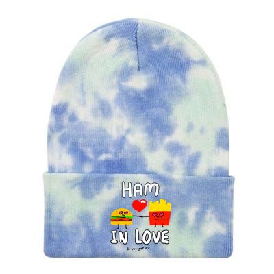 Valentine's Day Cute Rotic Hamburger Love Fries Couple Gift Tie Dye 12in Knit Beanie