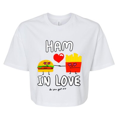 Valentine's Day Cute Rotic Hamburger Love Fries Couple Gift Bella+Canvas Jersey Crop Tee