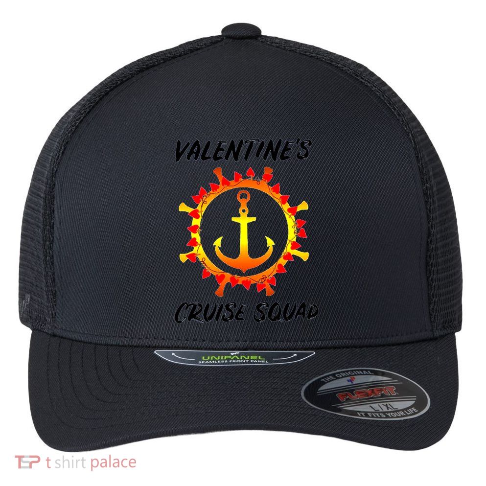 Valentine's Day Cruise Squad Couple Family Friend Matching Gift Flexfit Unipanel Trucker Cap