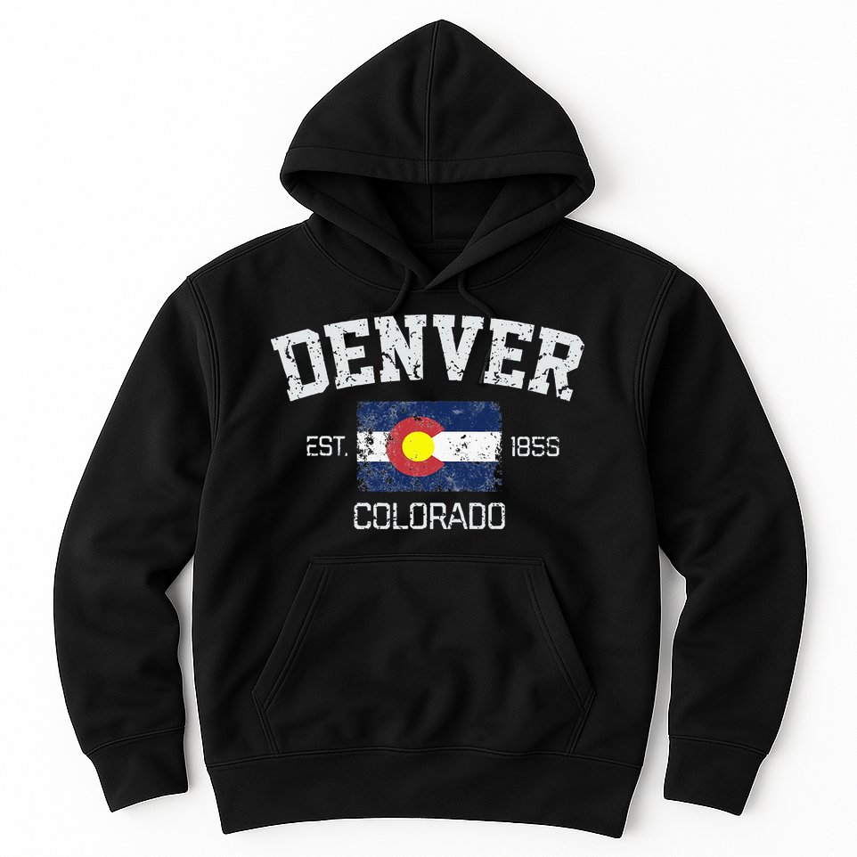 Vintage Denver Colorado Est 1858 Souvenir Gift Hoodie