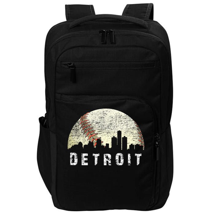 Vintage Detroit Cityscape Baseball Lover Women Impact Tech Backpack