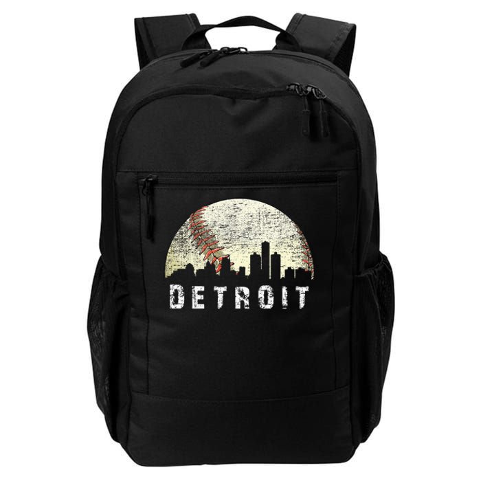 Vintage Detroit Cityscape Baseball Lover Women Daily Commute Backpack