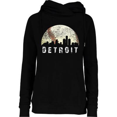 Vintage Detroit Cityscape Baseball Lover Women Womens Funnel Neck Pullover Hood