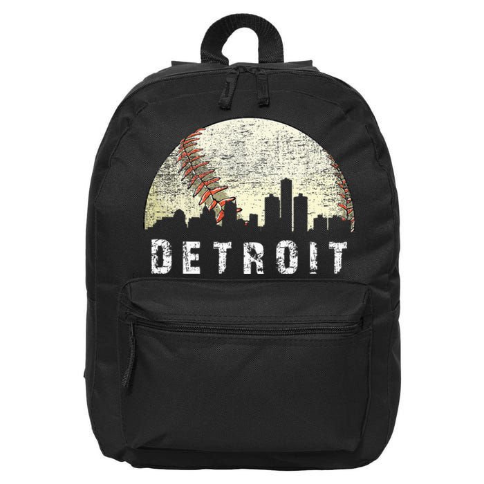 Vintage Detroit Cityscape Baseball Lover Women 16 in Basic Backpack