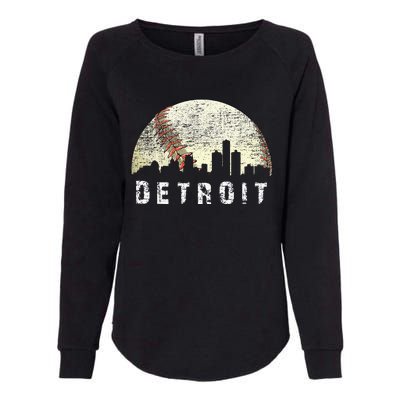 Vintage Detroit Cityscape Baseball Lover Women Womens California Wash Sweatshirt