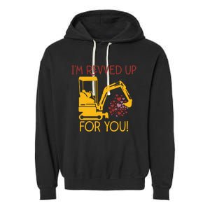 Valentines Day Construction Boy Trucks Garment-Dyed Fleece Hoodie