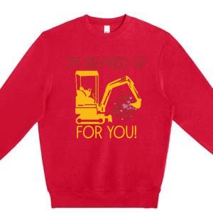 Valentines Day Construction Boy Trucks Premium Crewneck Sweatshirt