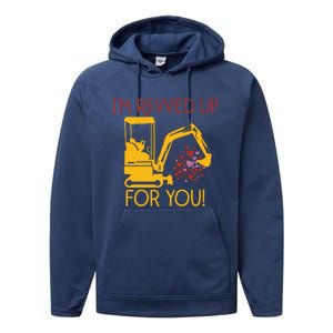 Valentines Day Construction Boy Trucks Performance Fleece Hoodie