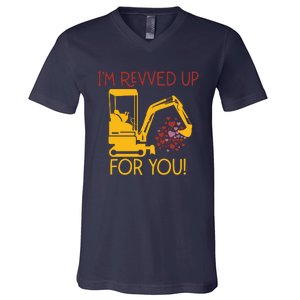 Valentines Day Construction Boy Trucks V-Neck T-Shirt