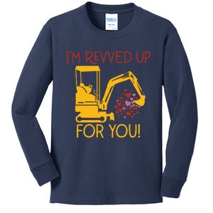 Valentines Day Construction Boy Trucks Kids Long Sleeve Shirt