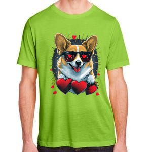 Valentines Day Corgi Heart Couples Love Corgi Dog Lovers Adult ChromaSoft Performance T-Shirt