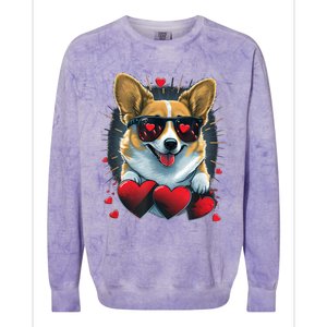 Valentines Day Corgi Heart Couples Love Corgi Dog Lovers Colorblast Crewneck Sweatshirt