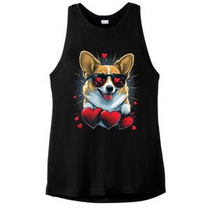 Valentines Day Corgi Heart Couples Love Corgi Dog Lovers Ladies PosiCharge Tri-Blend Wicking Tank