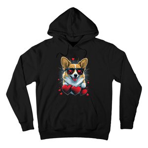 Valentines Day Corgi Heart Couples Love Corgi Dog Lovers Hoodie