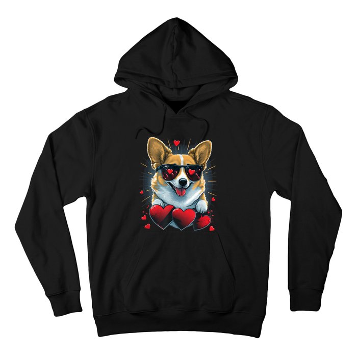 Valentines Day Corgi Heart Couples Love Corgi Dog Lovers Hoodie