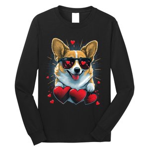 Valentines Day Corgi Heart Couples Love Corgi Dog Lovers Long Sleeve Shirt