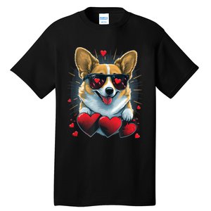 Valentines Day Corgi Heart Couples Love Corgi Dog Lovers Tall T-Shirt