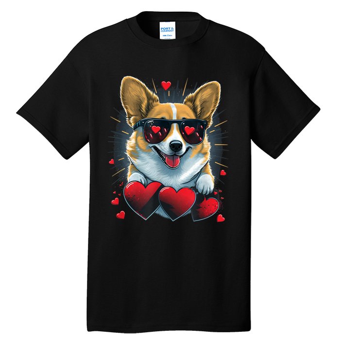 Valentines Day Corgi Heart Couples Love Corgi Dog Lovers Tall T-Shirt