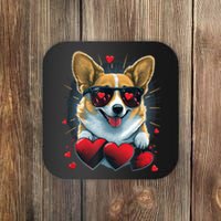 Valentines Day Corgi Heart Couples Love Corgi Dog Lovers Coaster