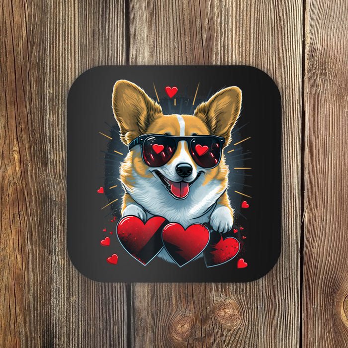 Valentines Day Corgi Heart Couples Love Corgi Dog Lovers Coaster