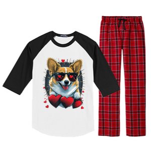 Valentines Day Corgi Heart Couples Love Corgi Dog Lovers Raglan Sleeve Pajama Set