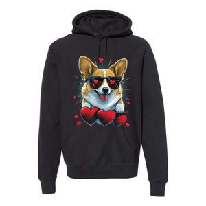 Valentines Day Corgi Heart Couples Love Corgi Dog Lovers Premium Hoodie