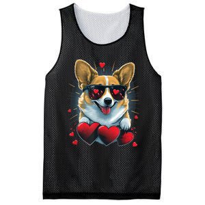 Valentines Day Corgi Heart Couples Love Corgi Dog Lovers Mesh Reversible Basketball Jersey Tank