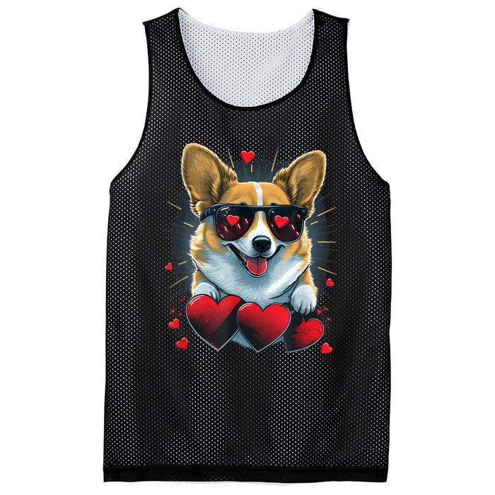 Valentines Day Corgi Heart Couples Love Corgi Dog Lovers Mesh Reversible Basketball Jersey Tank