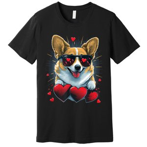 Valentines Day Corgi Heart Couples Love Corgi Dog Lovers Premium T-Shirt