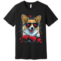 Valentines Day Corgi Heart Couples Love Corgi Dog Lovers Premium T-Shirt