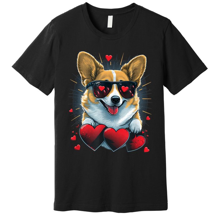 Valentines Day Corgi Heart Couples Love Corgi Dog Lovers Premium T-Shirt