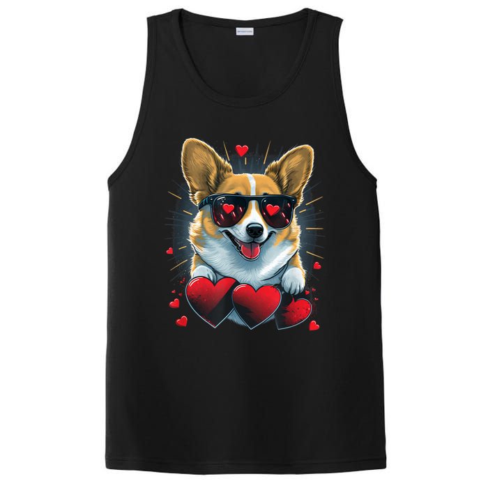 Valentines Day Corgi Heart Couples Love Corgi Dog Lovers PosiCharge Competitor Tank