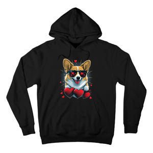 Valentines Day Corgi Heart Couples Love Corgi Dog Lovers Tall Hoodie