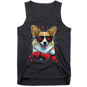 Valentines Day Corgi Heart Couples Love Corgi Dog Lovers Tank Top