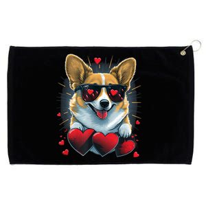 Valentines Day Corgi Heart Couples Love Corgi Dog Lovers Grommeted Golf Towel