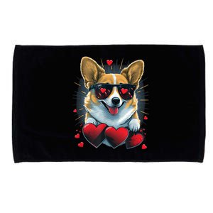 Valentines Day Corgi Heart Couples Love Corgi Dog Lovers Microfiber Hand Towel