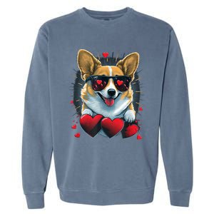 Valentines Day Corgi Heart Couples Love Corgi Dog Lovers Garment-Dyed Sweatshirt