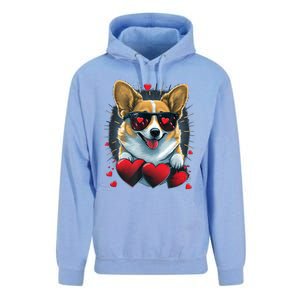 Valentines Day Corgi Heart Couples Love Corgi Dog Lovers Unisex Surf Hoodie