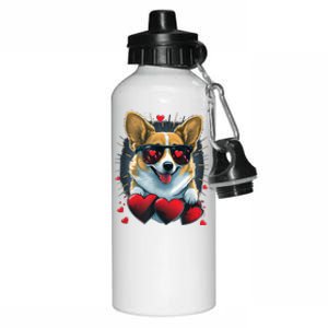 Valentines Day Corgi Heart Couples Love Corgi Dog Lovers Aluminum Water Bottle