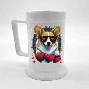 Valentines Day Corgi Heart Couples Love Corgi Dog Lovers Beer Stein