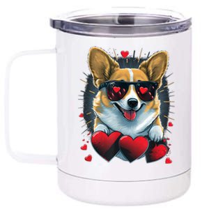 Valentines Day Corgi Heart Couples Love Corgi Dog Lovers 12 oz Stainless Steel Tumbler Cup