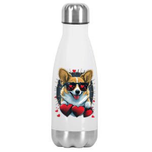 Valentines Day Corgi Heart Couples Love Corgi Dog Lovers Stainless Steel Insulated Water Bottle