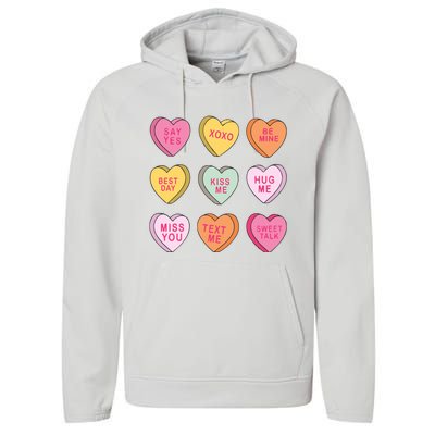 Valentines Day Conversation Hearts Performance Fleece Hoodie