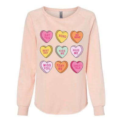 Valentines Day Conversation Hearts Womens California Wash Sweatshirt