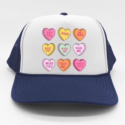 Valentines Day Conversation Hearts Trucker Hat