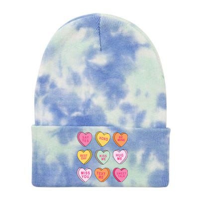 Valentines Day Conversation Hearts Tie Dye 12in Knit Beanie