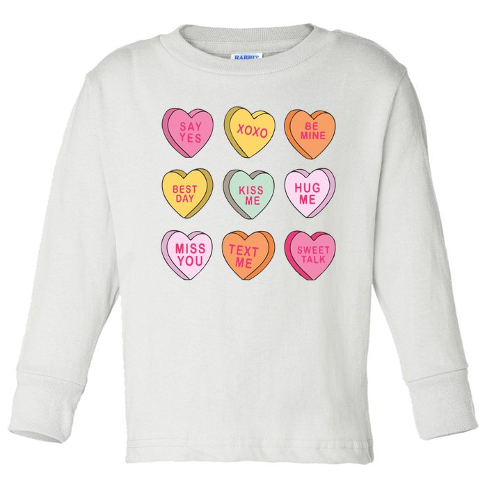 Valentines Day Conversation Hearts Toddler Long Sleeve Shirt