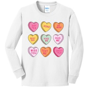 Valentines Day Conversation Hearts Kids Long Sleeve Shirt